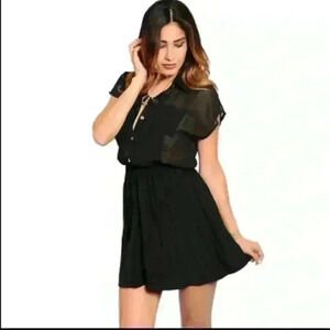 Black Collard button up Shirt Dress